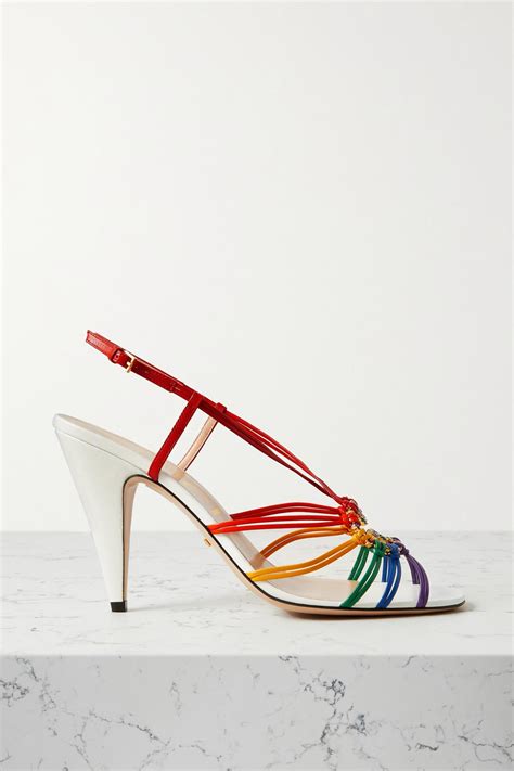 gucci crystal-embellished slingback sandals|Gucci crystal embellished sandals.